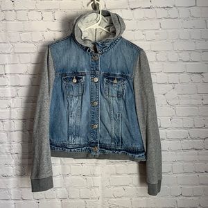 American Eagle-Jean Jacket Hoodie-XXL-Denim/Gray